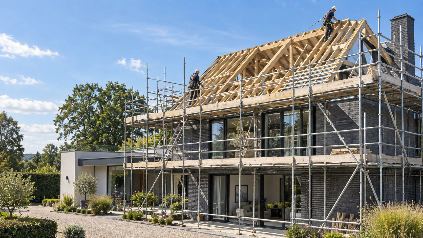 Roof structure under construction